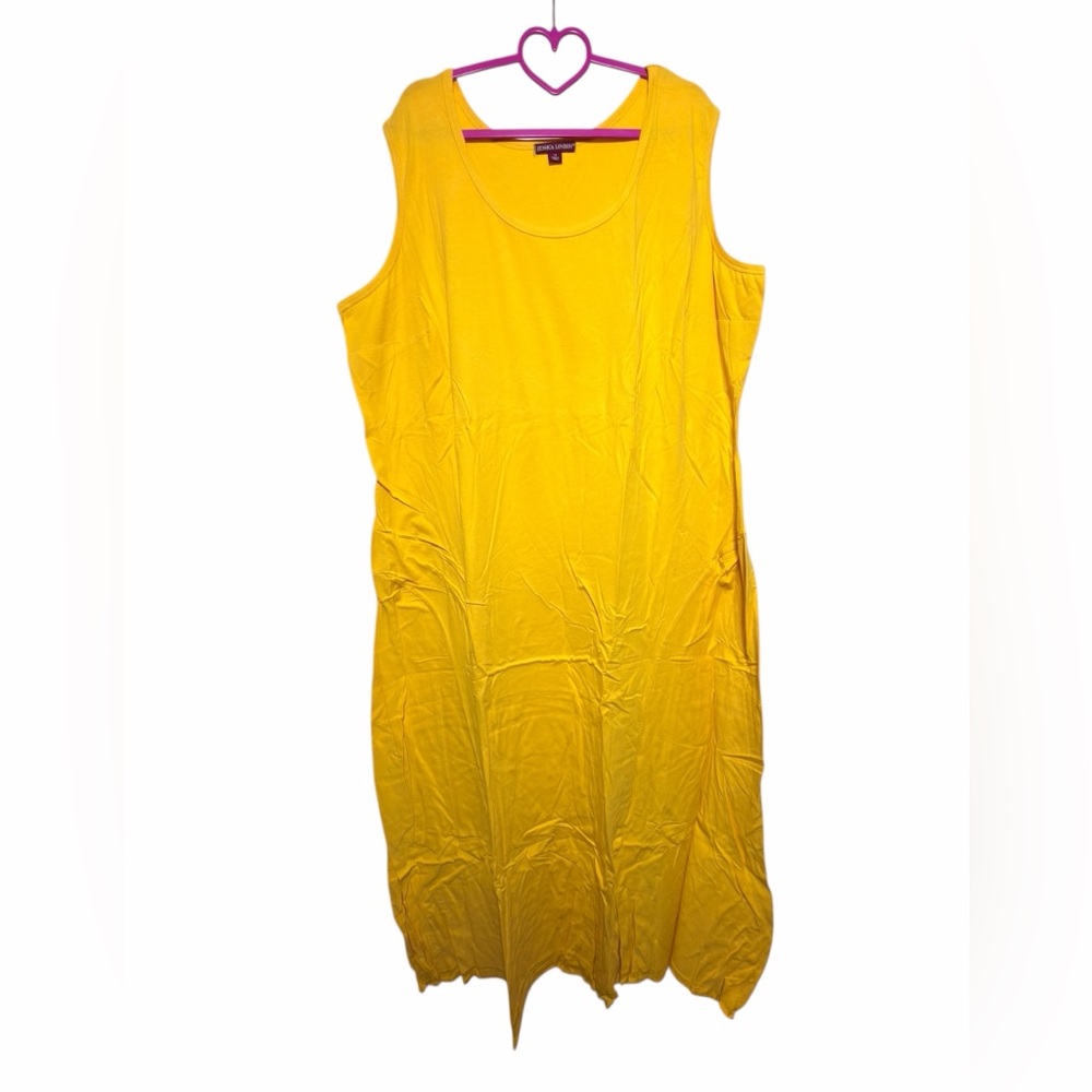 Jessica London Plus Size 28 Yellow Sleeveless Maxi Dress Cotton Blend – New